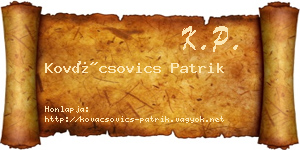 Kovácsovics Patrik névjegykártya